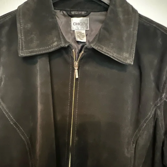 Chico’s Black suede leather jacket size 2 (12-14) - Picture 2 of 7